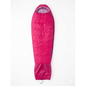 REI Sleeping Bag Girls Pink/Blue Integrated Stuff Sack Hooded Full Zip Mummy